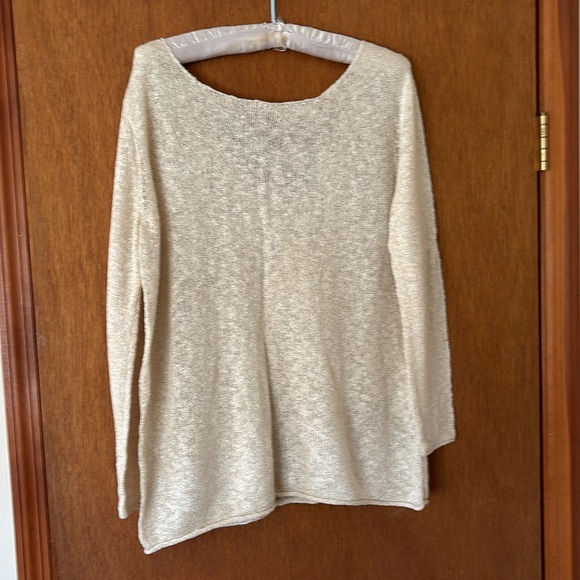 New Zara top. Slightly sheer with a sheen. V in back. Loose fit, size large. - Picture 2 of 4